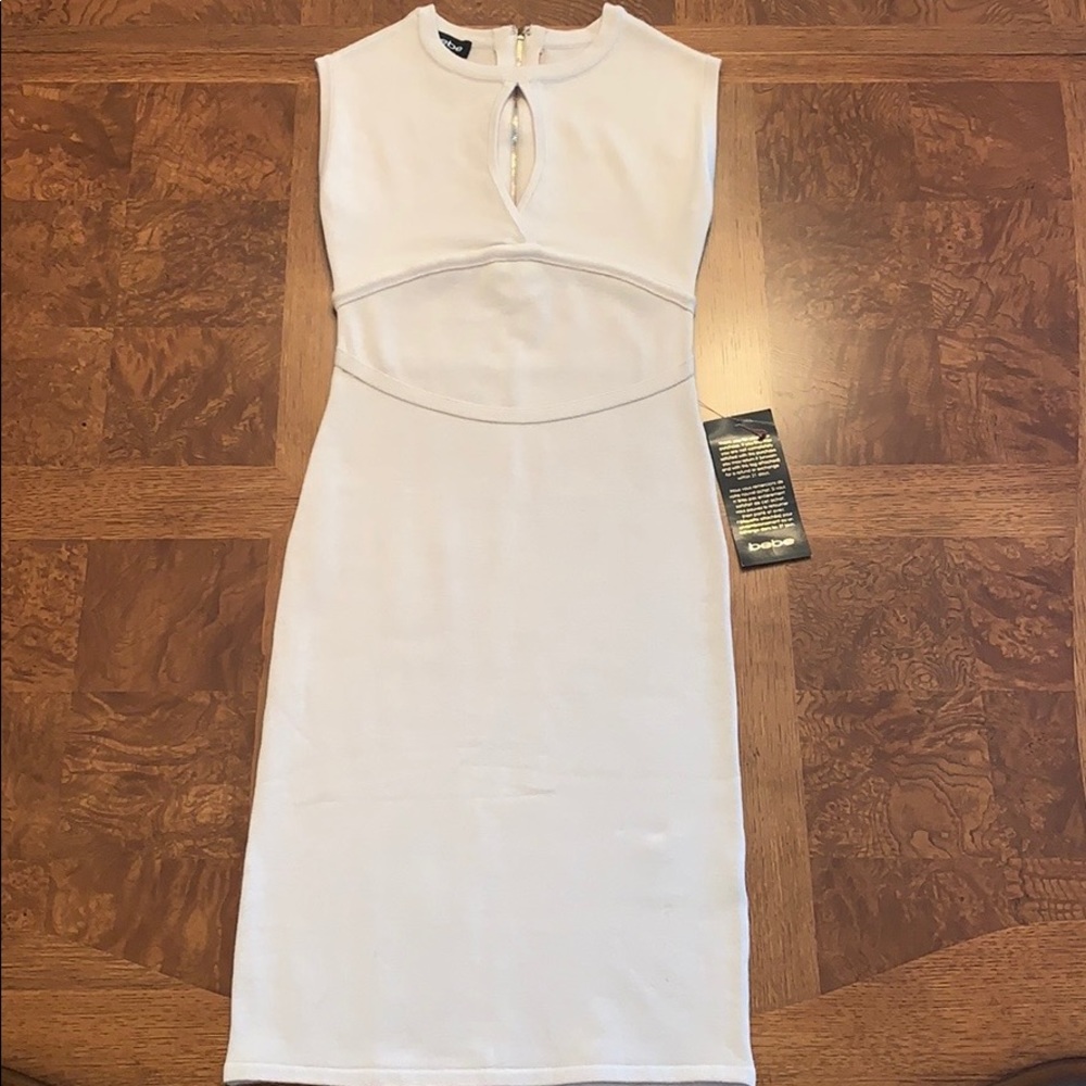 NWT Bebe bodycon sleeveless dress cream color sz S